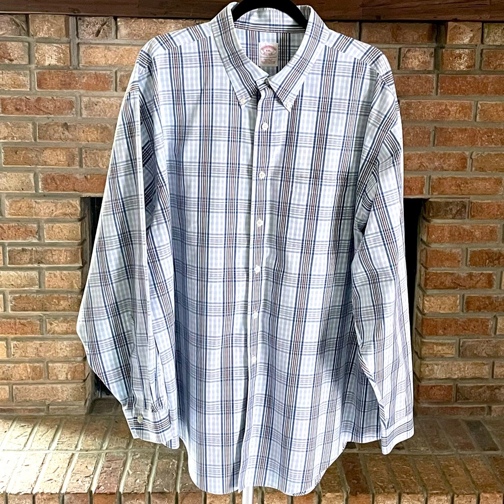 Brooks Brothers Blue and White Plaid Dress Shirt